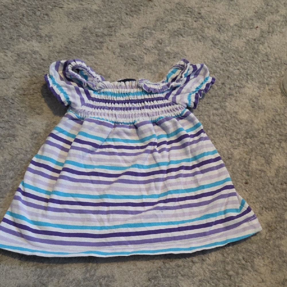 Faded Glory Purple and Blue Striped Baby Dress